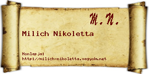 Milich Nikoletta névjegykártya